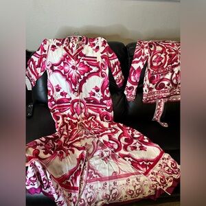 Dolce & Gabbana Pink and White Long Sleeve Dress